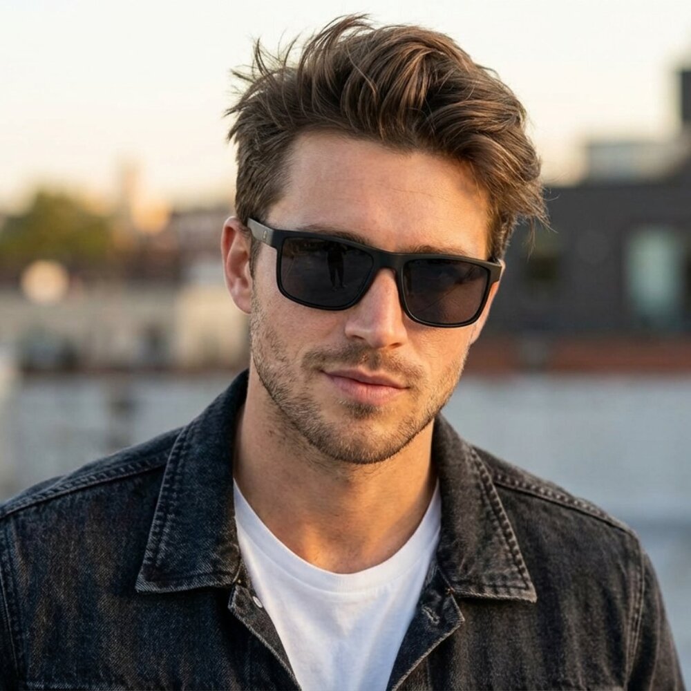 NEW MENS NITROGEN Sporty Classic Edgy Designer Style Sunglasses Black and Chrome